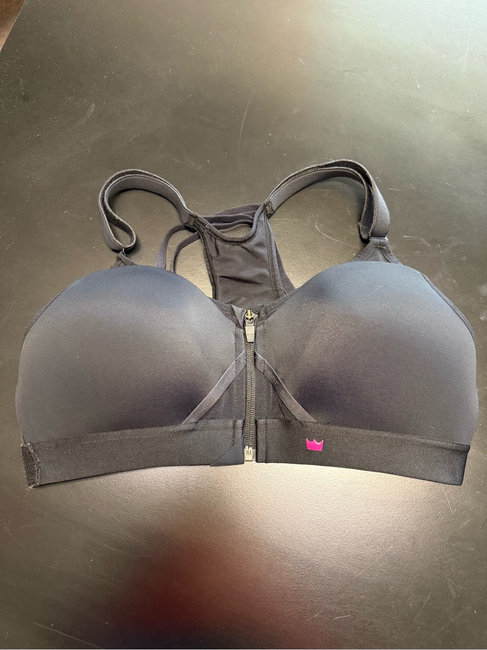 SHEFIT Exhilarate Black Front-Zip Racerback Sports Bra